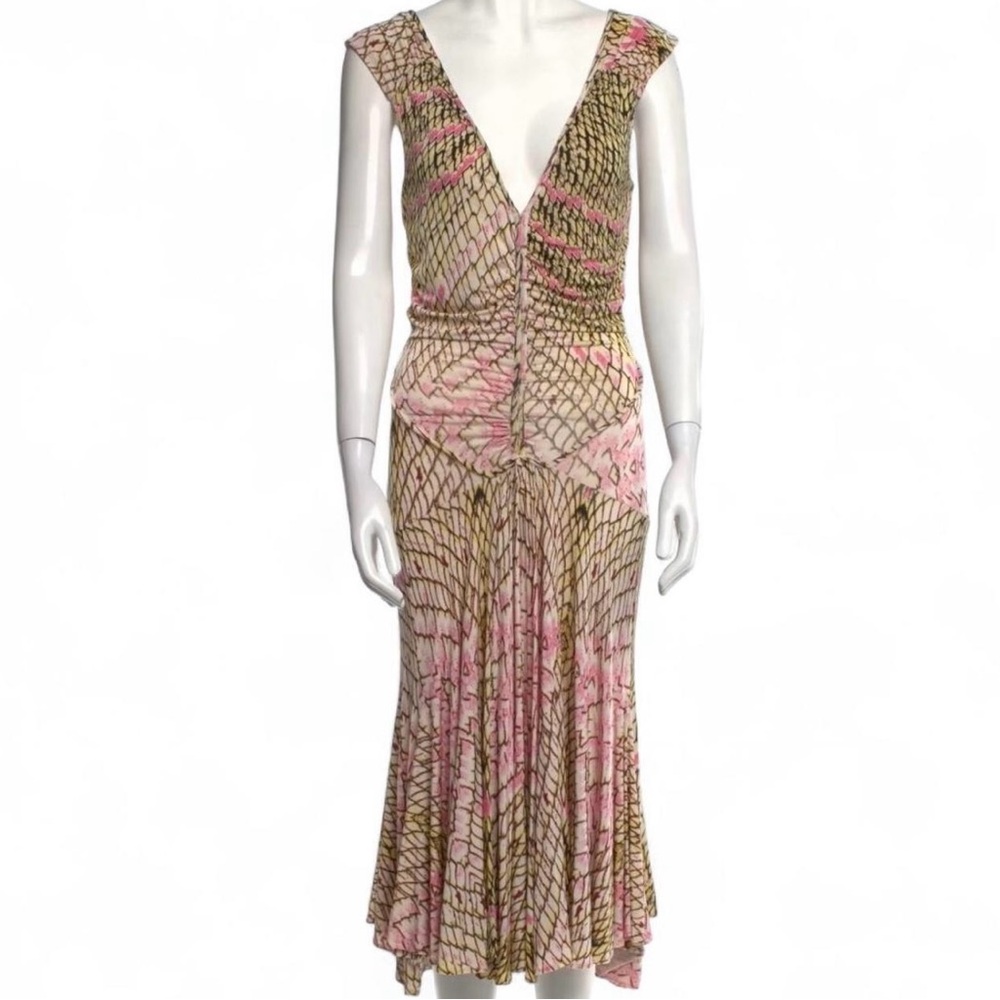 Roberto Cavalli Just Cavalli Snake Print Midi Dress US 4 Vintage Italy Designer